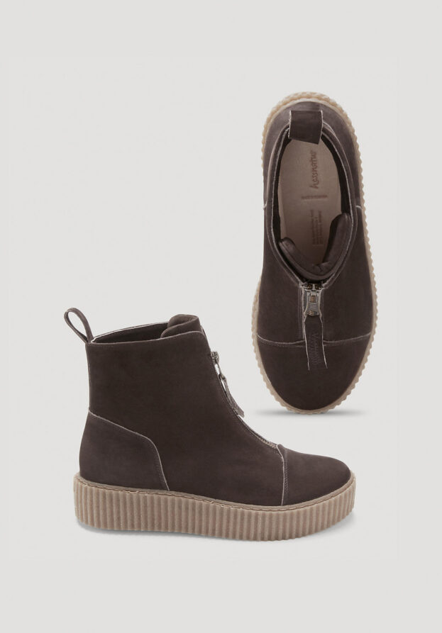 hessnatur Damen Stiefelette aus chromfrei gegerbtem Glatt-Leder - braun - Größe 38