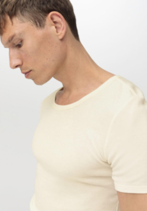 hessnatur Herren T-Shirt Fitted 2er Pack PURE NATURE aus Bio-Baumwolle - natur - Größe 8 = XXL