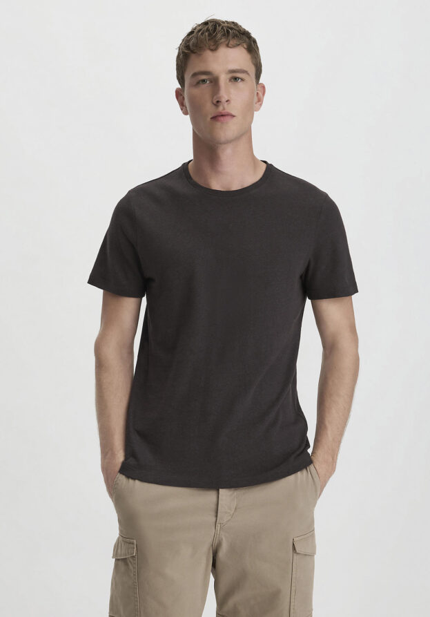 hessnatur Herren T-Shirt Regular aus Leinen und Bio-Baumwolle - braun - Größe 50