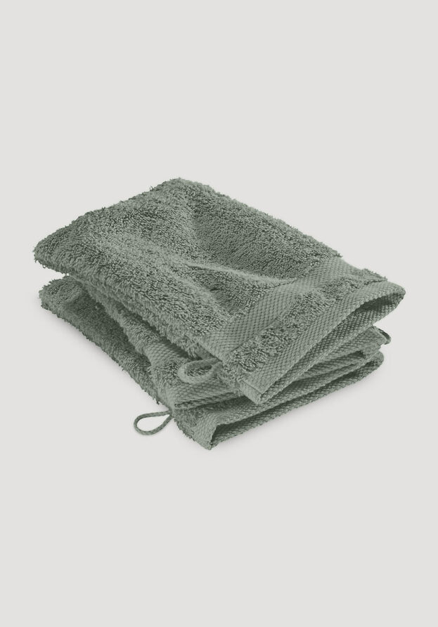 hessnatur Waschhandschuh im 3er-Pack aus Bio-Baumwolle - grün - Größe 15x20 cm