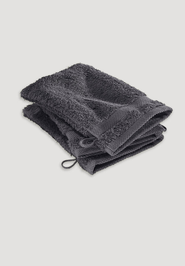 hessnatur Waschhandschuh im 3er-Pack aus Bio-Baumwolle - grau - Größe 15x20 cm