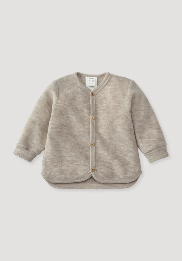 hessnatur Baby Wollfrottee Jacke Regular aus Bio-Merinowolle - beige - Größe 74/80