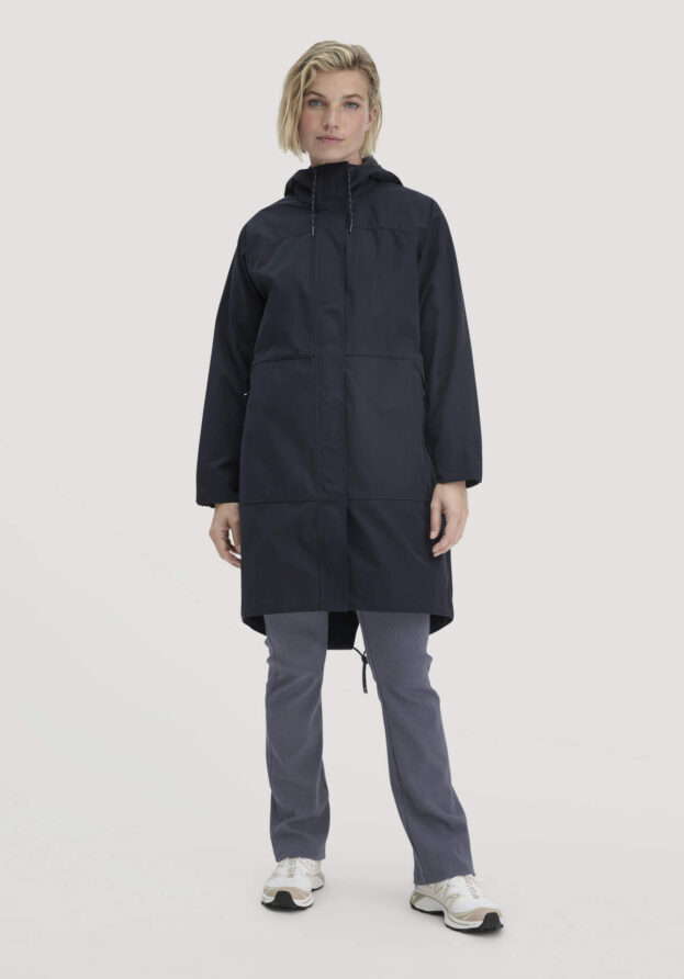 hessnatur Damen Allwetter Parka NATURE SHELL Relaxed aus Bio-Baumwolle - blau - Größe XS