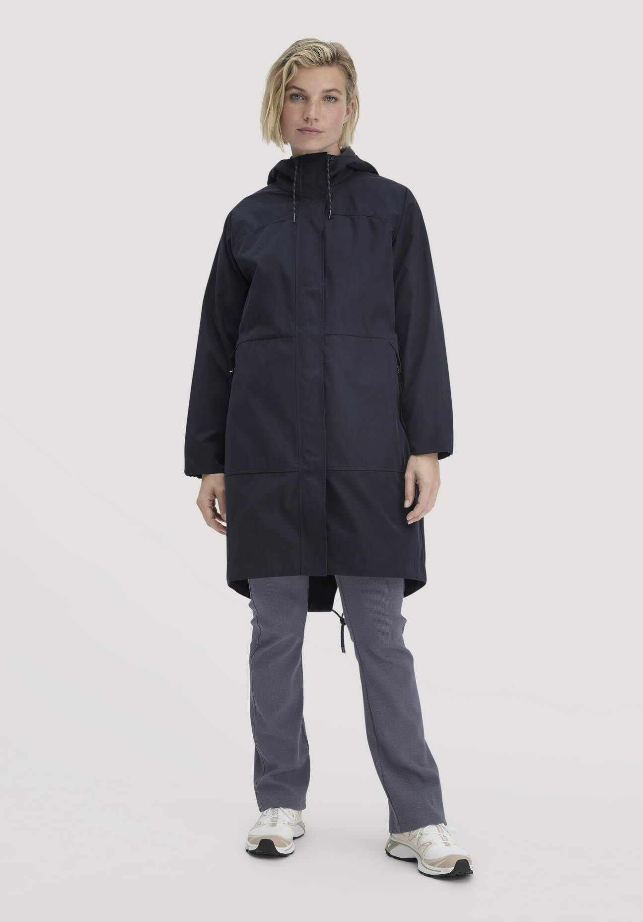 hessnatur Damen Allwetter Parka NATURE SHELL Relaxed aus Bio-Baumwolle - blau - Größe M