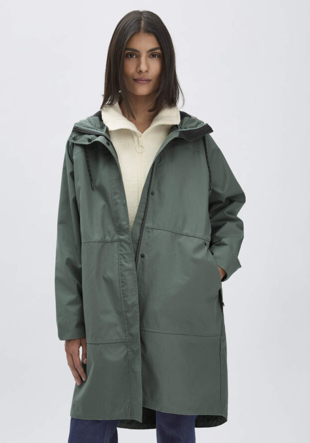 hessnatur Damen Allwetter Parka NATURE SHELL Relaxed aus Bio-Baumwolle - grün - Größe XS