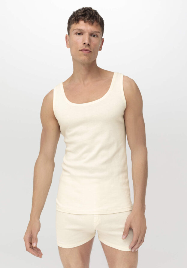 hessnatur Herren Athletic Shirt Fitted 2er Pack PURE NATURE aus Bio-Baumwolle - natur - Größe 6 = L