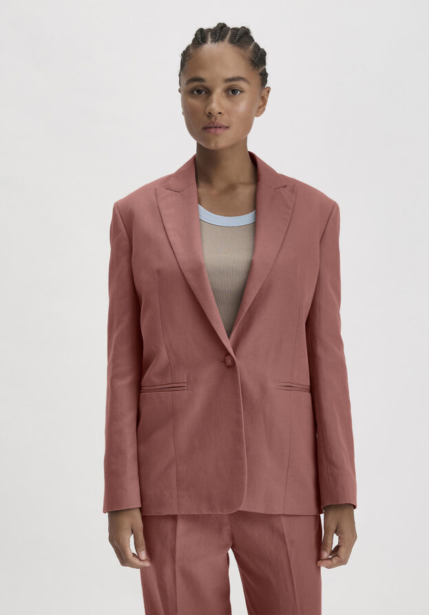 hessnatur Damen Blazer Relaxed aus Bio-Baumwolle mit Leinen - braun - Größe 38