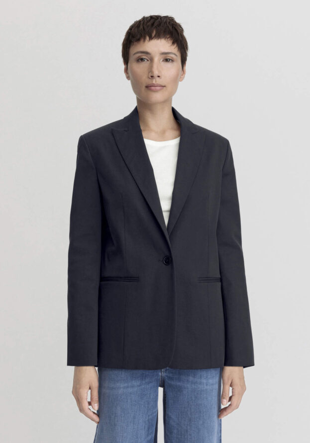 hessnatur Damen Blazer Relaxed aus TENCEL™ Lyocell mit Bio-Baumwolle - blau - Größe 36