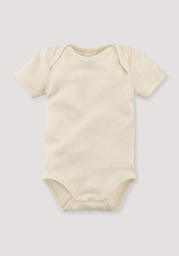 hessnatur Baby Body Kurzarm Slim aus Bio-Baumwolle mit Bio-Merinowolle und Seide - natur - Größe 62/68