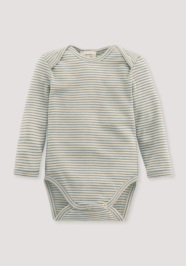 hessnatur Baby Body Langarm Slim aus Bio-Merinowolle mit Seide - grün - Größe 98/104