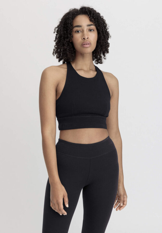 hessnatur Loungewear Bustier Fitted Highneck ACTIVE LIGHT aus Bio-Baumwolle - schwarz - Größe 44