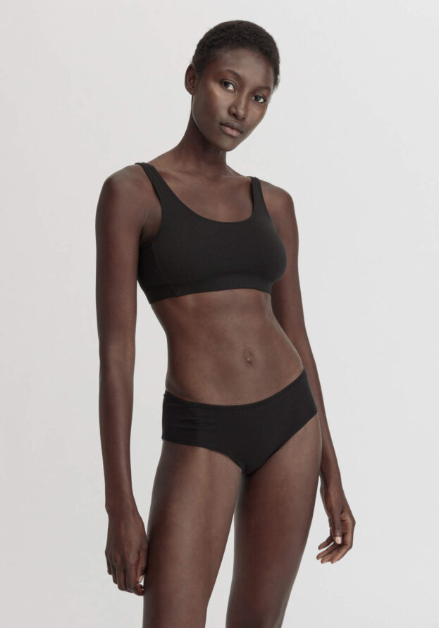 hessnatur Damen Bustier Softbund COTTON FEEL aus Bio-Baumwolle - schwarz - Größe 34