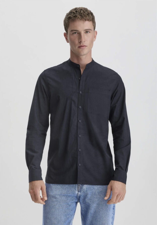 hessnatur Herren Chambray Hemd Regular aus Bio-Baumwolle mit Hanf und Yak - blau - Größe XS (37/38)