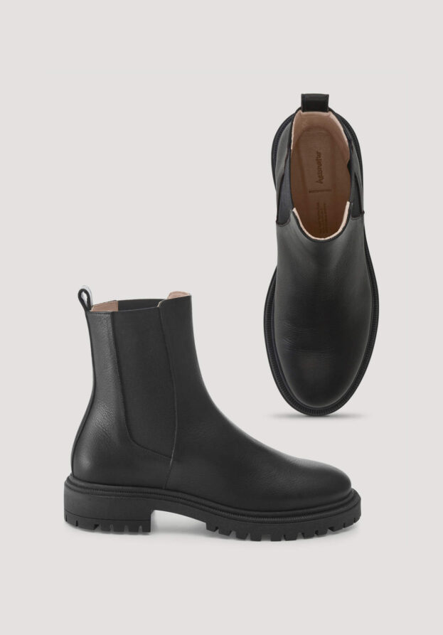 hessnatur Damen Chelsea Boots aus chromfrei gegerbtem Glatt-Leder - schwarz - Größe 39