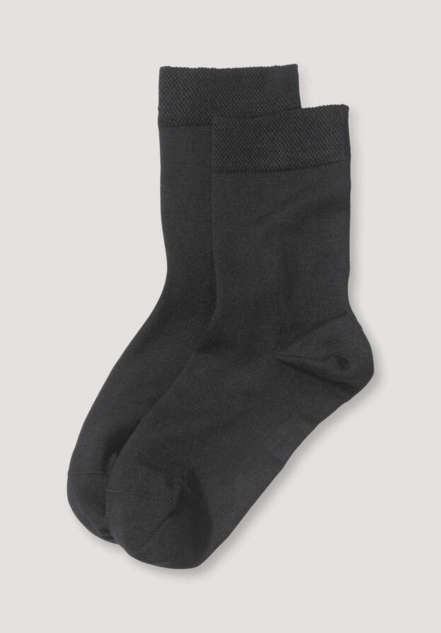 hessnatur Damen Merino-Socken im 2er-Pack aus Bio-Merinowolle mit Bio-Baumwolle - schwarz - Größe 41-43