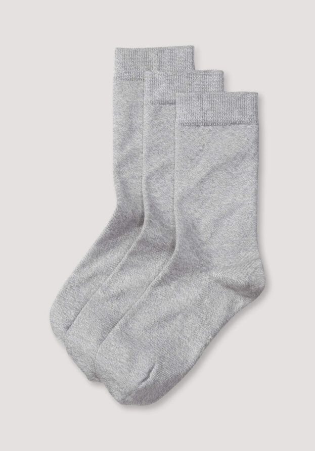 hessnatur Damen-Socken im 3er-Pack aus Bio-Baumwolle - grau - Größe 35-37