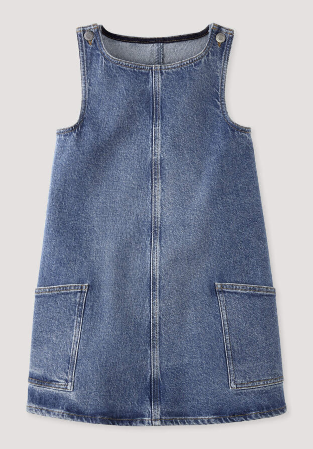 hessnatur Kinder Denim Kleid Regular aus Bio-Baumwolle - blau - Größe 134/140