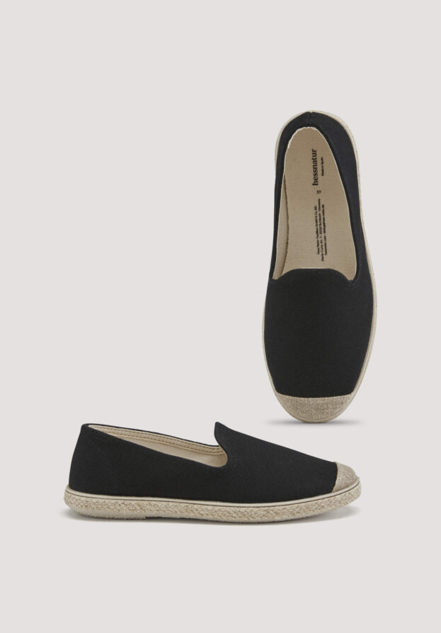 hessnatur Damen Espadrilles mit Bio-Baumwolle - schwarz - Größe 41