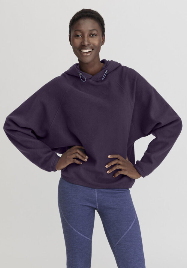 hessnatur Loungewear Fleece Hoodie Oversized ACTIVE COMFORT aus Bio-Baumwolle - lila - Größe S