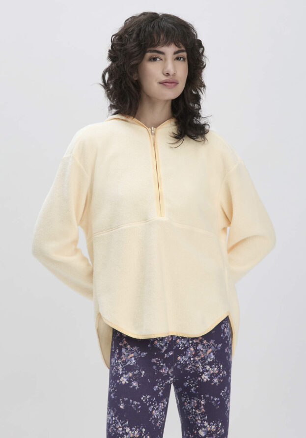 hessnatur Loungewear Fleece Hoodie Relaxed ACTIVE LIGHT aus Bio-Baumwolle - natur - Größe L