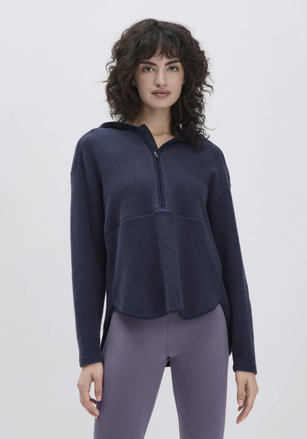 hessnatur Loungewear Fleece Hoodie Relaxed ACTIVE LIGHT aus Bio-Baumwolle - blau - Größe S