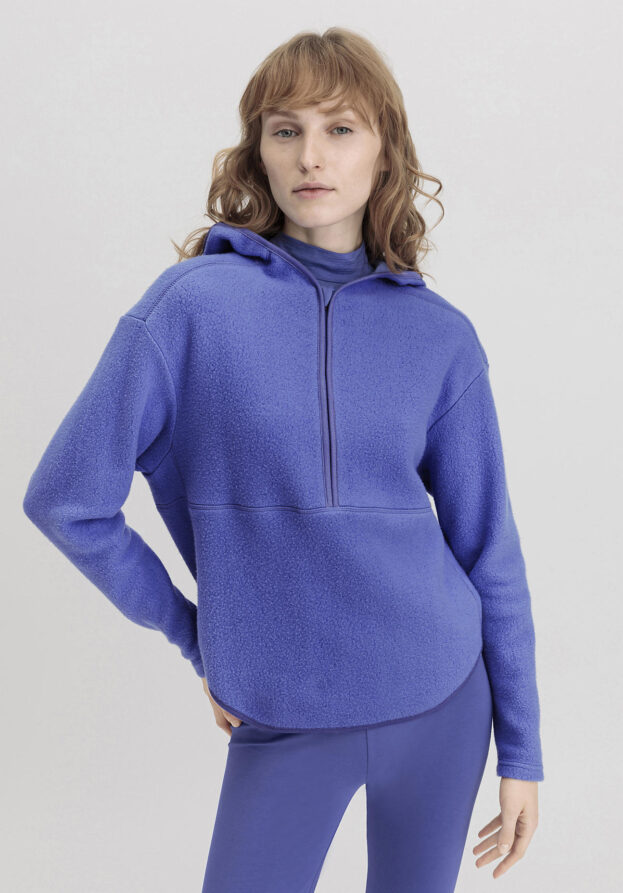 hessnatur Loungewear Fleece Hoodie Relaxed ACTIVE LIGHT aus Bio-Baumwolle - blau - Größe L