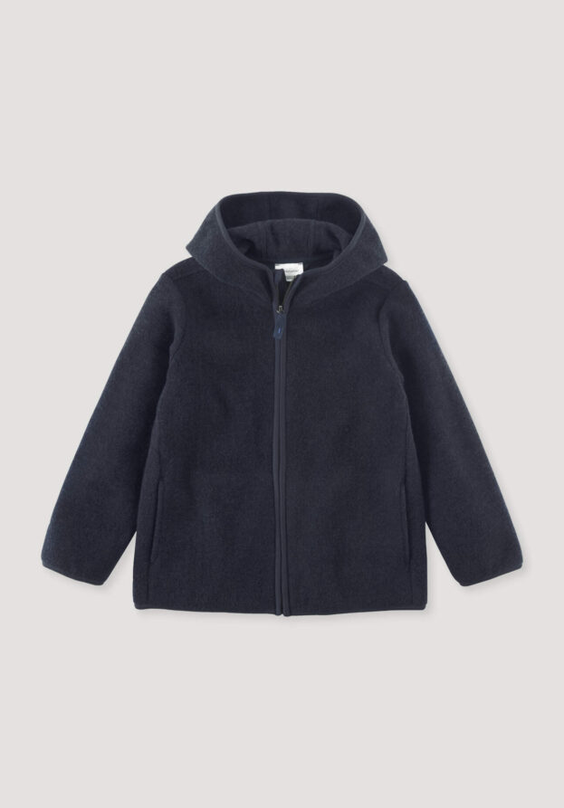 hessnatur Kinder Fleece Jacke Regular aus Bio-Merinowolle mit Bio-Baumwolle - blau - Größe 158/164