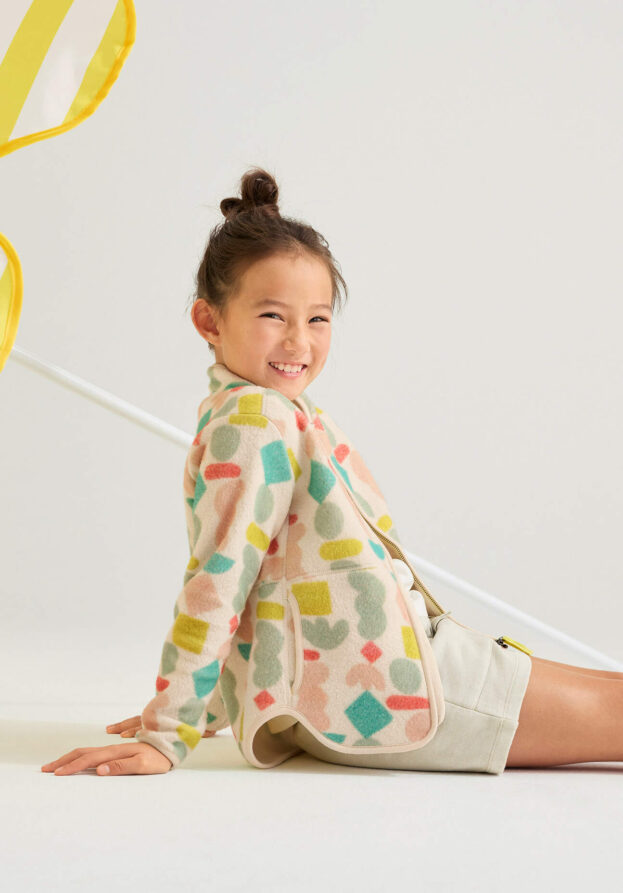 hessnatur Kinder Fleece Jacke Regular aus Bio-Baumwolle - natur - Größe 110/116