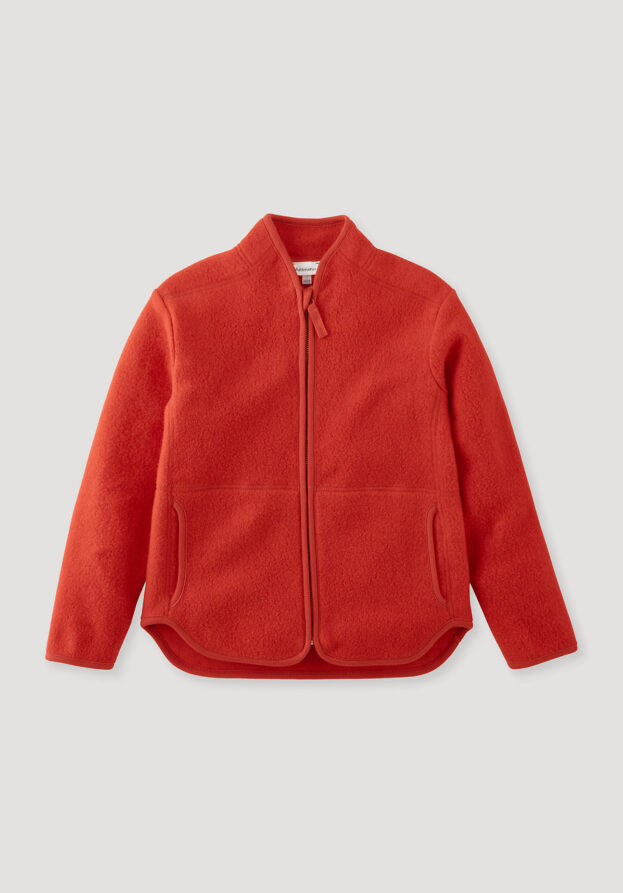 hessnatur Kinder Fleece Jacke Regular aus Bio-Baumwolle - rot - Größe 158/164