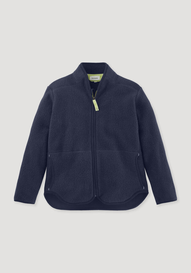 hessnatur Kinder Fleece Jacke Regular aus Bio-Baumwolle - blau - Größe 98/104