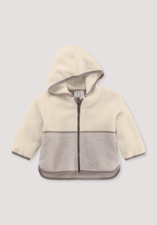hessnatur Baby Fleece Jacke Regular aus Bio-Baumwolle - beige - Größe 74/80