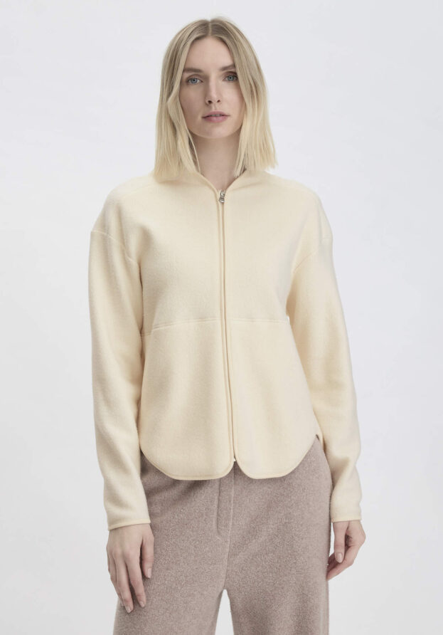 hessnatur Loungewear Fleece Jacke Relaxed ACTIVE LIGHT aus Bio-Baumwolle - natur - Größe L