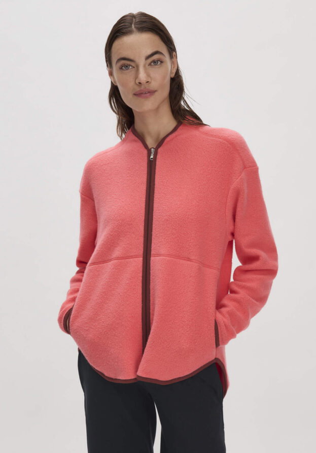 hessnatur Loungewear Fleece Jacke Relaxed ACTIVE LIGHT aus Bio-Baumwolle - rot - Größe M