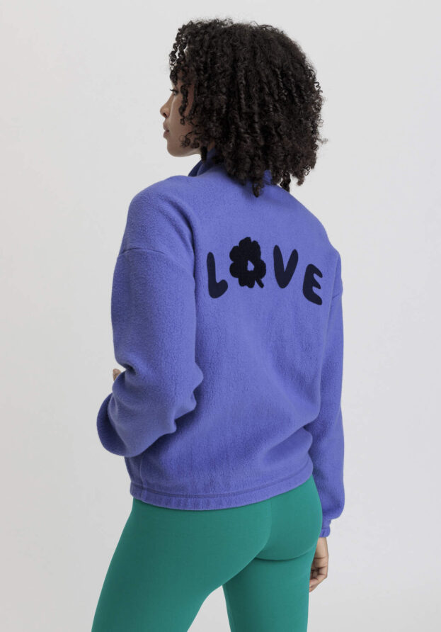 hessnatur Loungewear Fleece Jacke Relaxed ACTIVE LIGHT aus Bio-Baumwolle - blau - Größe S
