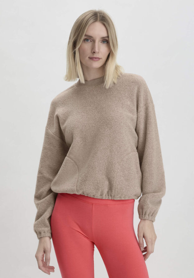 hessnatur Loungewear Fleece Sweatshirt Relaxed ACTIVE LIGHT aus Bio-Baumwolle - beige - Größe M