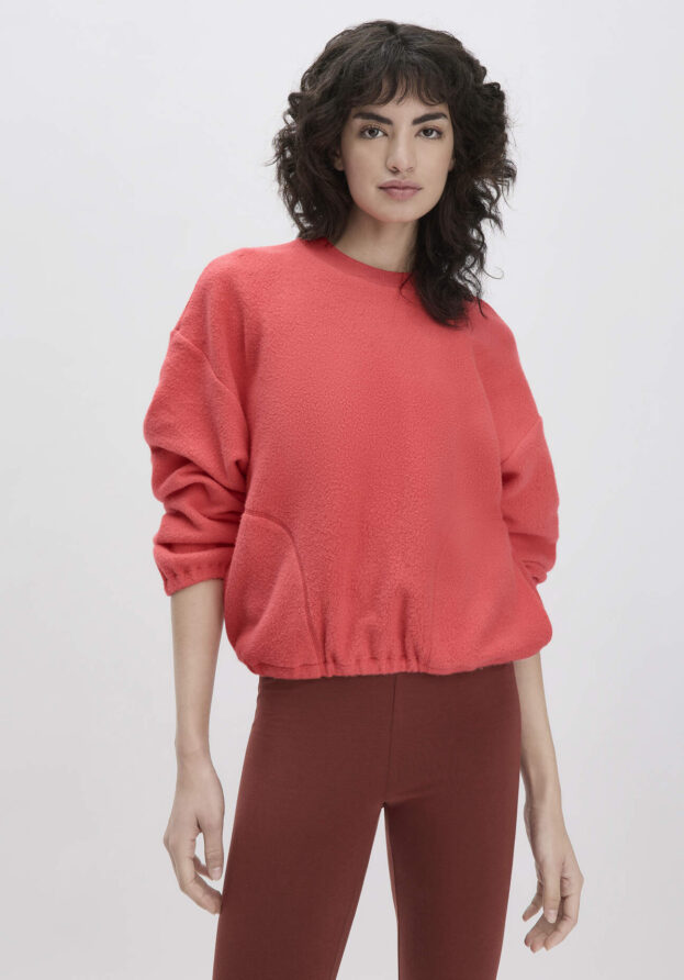 hessnatur Loungewear Fleece Sweatshirt Relaxed ACTIVE LIGHT aus Bio-Baumwolle - rot - Größe M