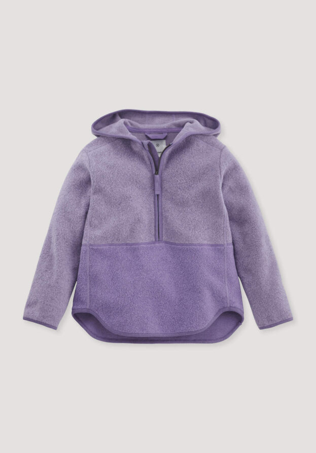 hessnatur Kinder Fleece Troyer Regular BETTER RECYCLING aus Bio-Baumwolle - lila - Größe 158/164