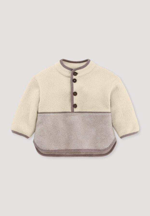 hessnatur Baby Fleece Troyer Relaxed aus Bio-Baumwolle - beige - Größe 62/68