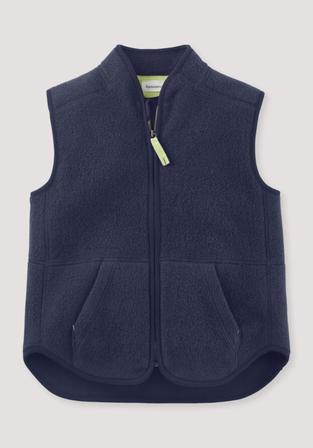 hessnatur Kinder Fleece Weste Regular aus Bio-Baumwolle - blau - Größe 122/128