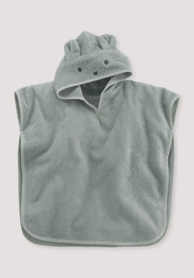 hessnatur Baby Frottee Poncho aus Bio-Baumwolle - grün - Größe Gr. 2 ( 92/ 104)