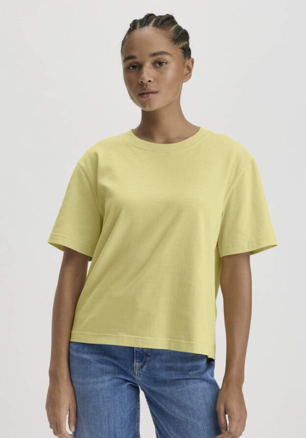 hessnatur Damen Heavy Jersey T-Shirt Oversize aus Bio-Baumwolle - gelb - Größe 44