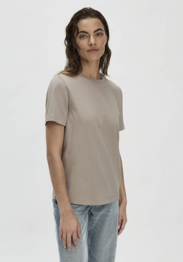 hessnatur Damen Heavy T-Shirt Relaxed aus Bio-Baumwolle - beige - Größe 38