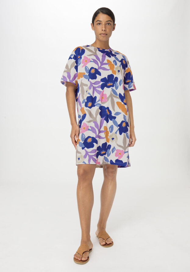 hessnatur Damen Heavy T-Shirtkleid Mini Oversize aus Bio-Baumwolle - blau - Größe M