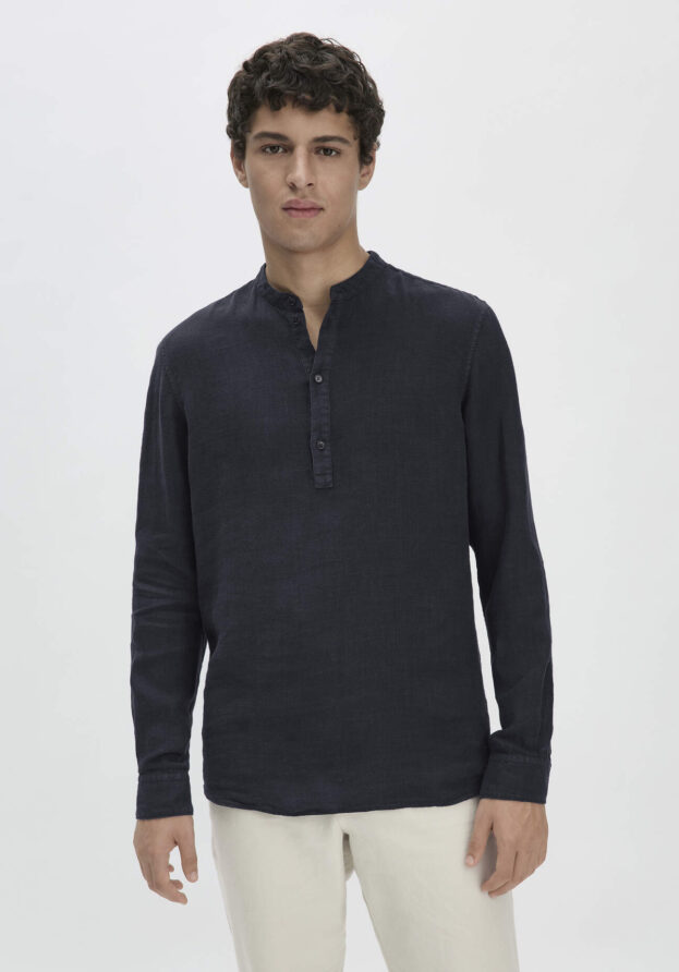 hessnatur Herren Hemd Regular aus Leinen - blau - Größe XL (43/44)
