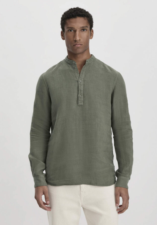 hessnatur Herren Hemd Regular aus Leinen - grün - Größe XS (35/36)