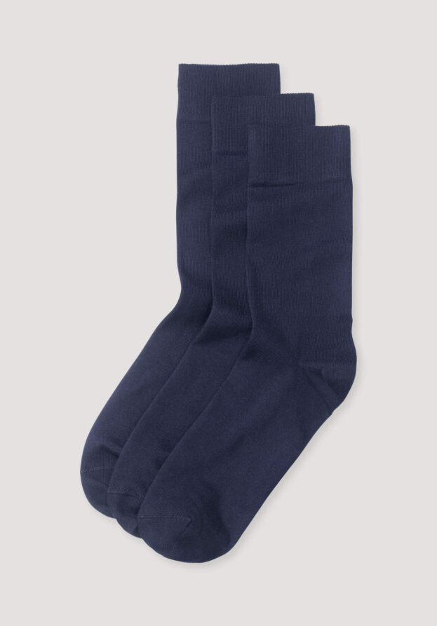 hessnatur Herren-Socken im 3er-Pack aus Bio-Baumwolle - blau - Größe 43-45