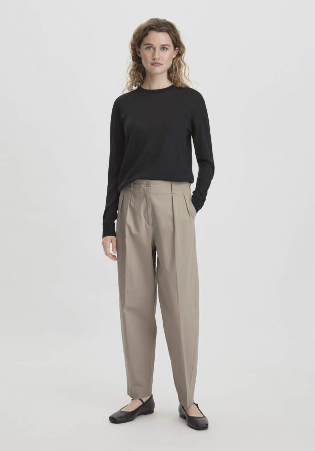 hessnatur Damen Hose Ballon Relaxed aus Bio-Baumwolle - beige - Größe 34
