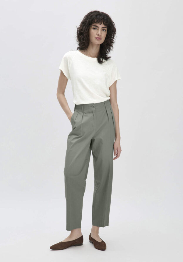 hessnatur Damen Hose Ballon Relaxed aus Bio-Baumwolle - grün - Größe 34