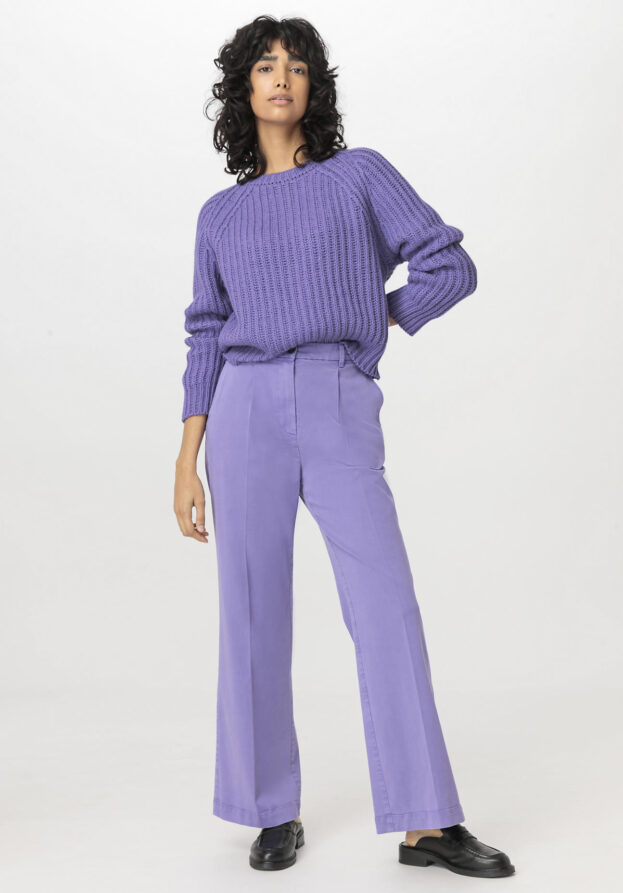 hessnatur Damen Hose Bundfalte Relaxed aus TENCEL™ Lyocell mit Bio-Baumwolle - lila - Größe 40