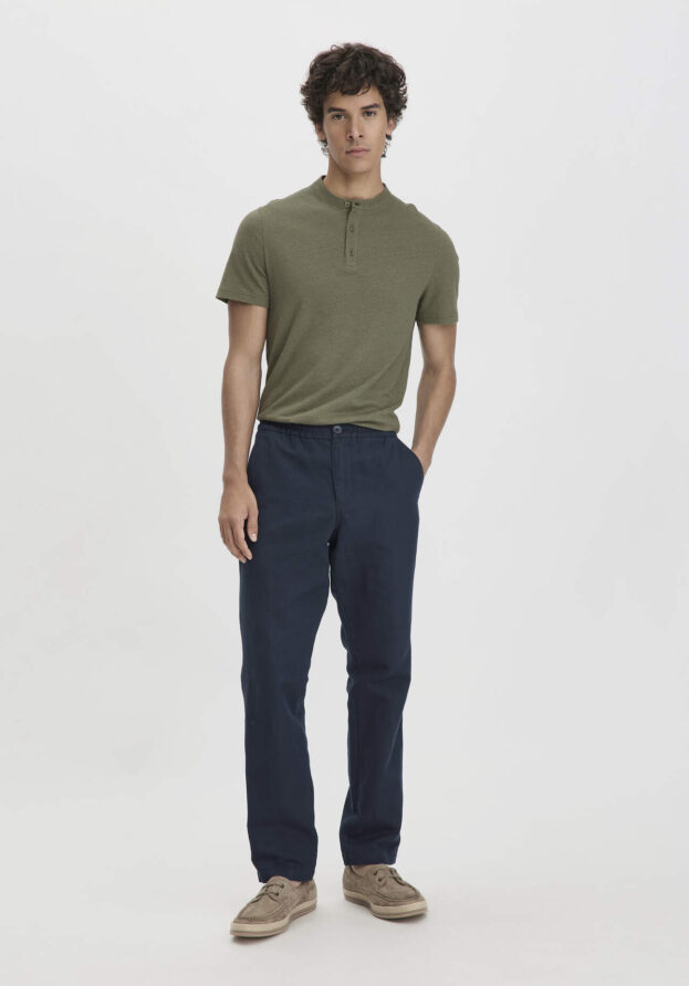 hessnatur Herren Hose ENEA Regular aus Bio-Baumwolle mit Leinen - blau - Größe 33/32